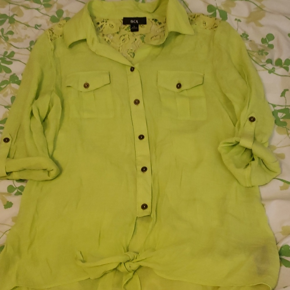 BCX line green blouse